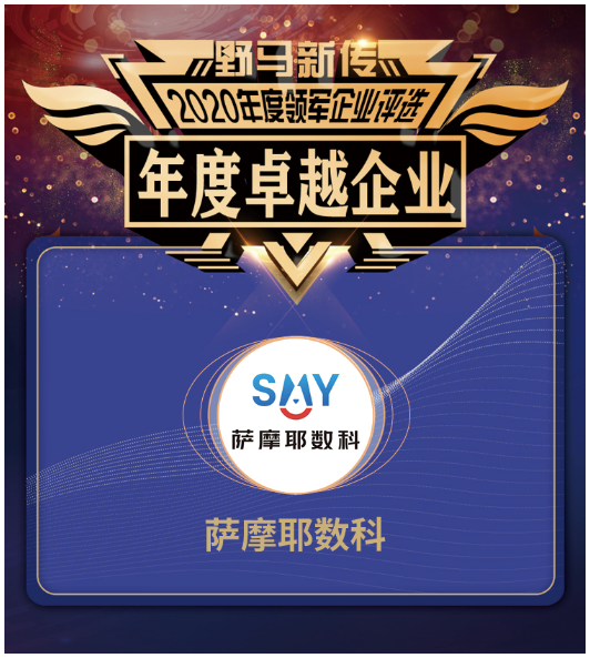 薩摩耶?dāng)?shù)科獲評(píng)野馬財(cái)經(jīng)“2020年度卓越企業(yè)”獎(jiǎng)