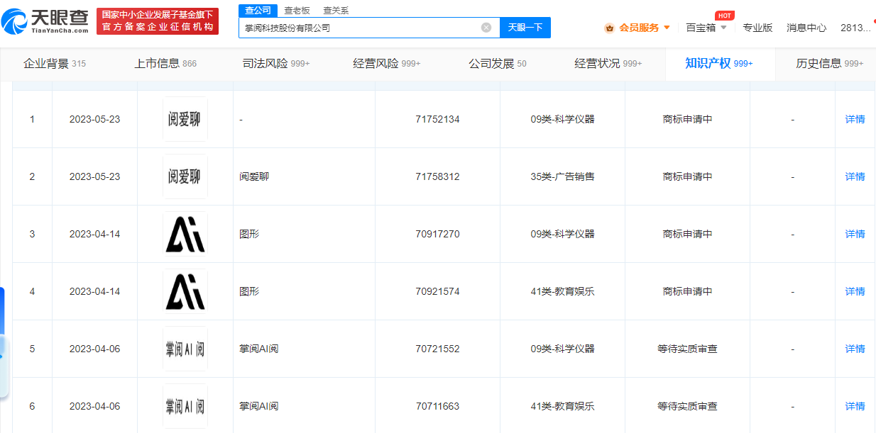 掌閱科技申請閱愛聊商標(biāo)# #掌閱科技申請AI相關(guān)商標(biāo)