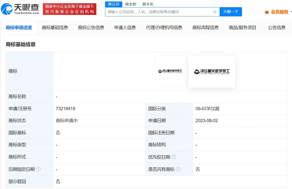 科大訊飛申請數字員工商標
