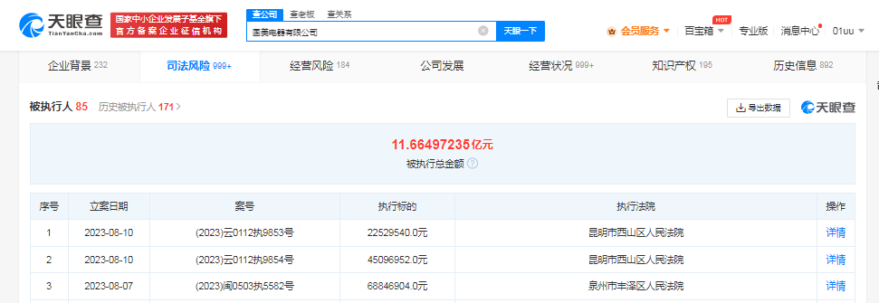 國美電器再被強制執(zhí)行1.36億