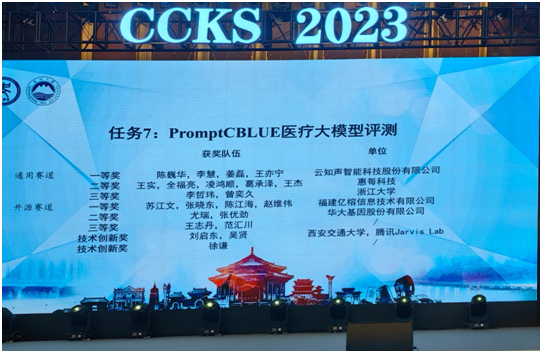 引領(lǐng)AGI新高度，云知聲榮獲CCKS 2023醫(yī)療大模型評(píng)測(cè)雙冠軍